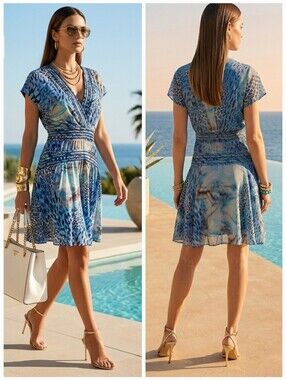 Marciano By Guess 6 Y2K Resortwear Glam Party Abstract Leopard Drop Waist Dress